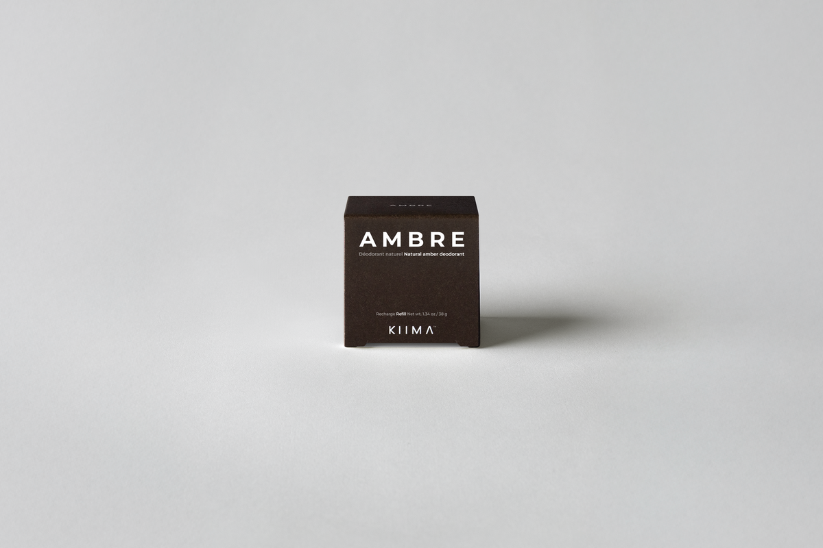 KIIMA AMBRE amber natural deodorant refill, eco-friendly packaging