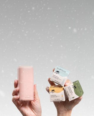 KIIMA holiday kit of 1 refillable applicator and 3 natural deodorant refills, ecofriendly packaging