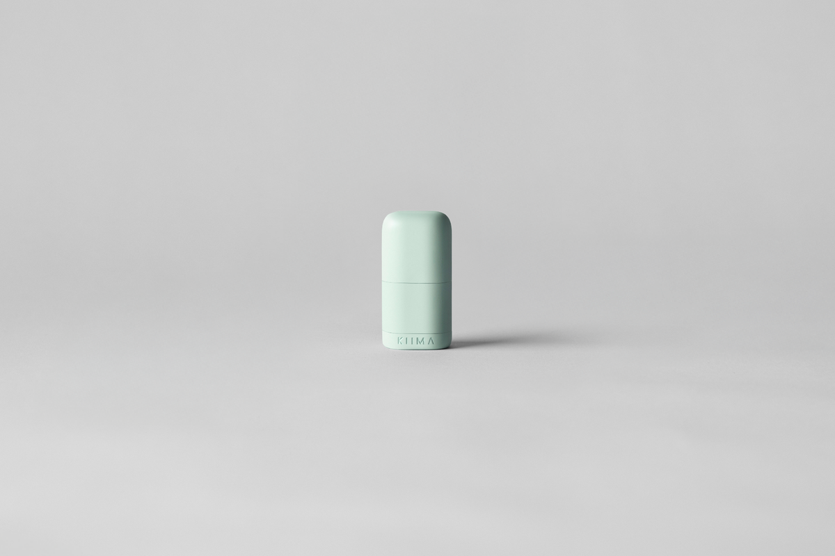 KIIMA Refillable Natural Lip balm applicator in Bleu Glacier color, eco-friendly packaging