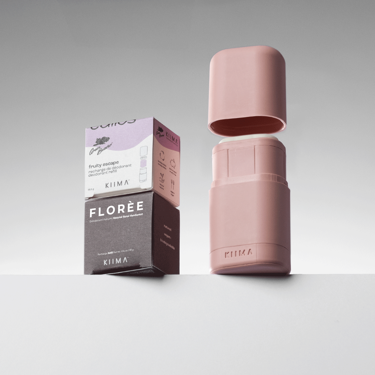 KIIMA natural deodorant refill starter kit for women, eco-friendly packaging