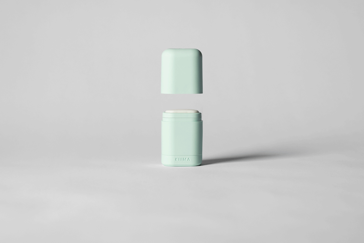 KIIMA refillable deodorant applicator, for natural skincare, in blue color, eco-friendly packaging, made in Canada