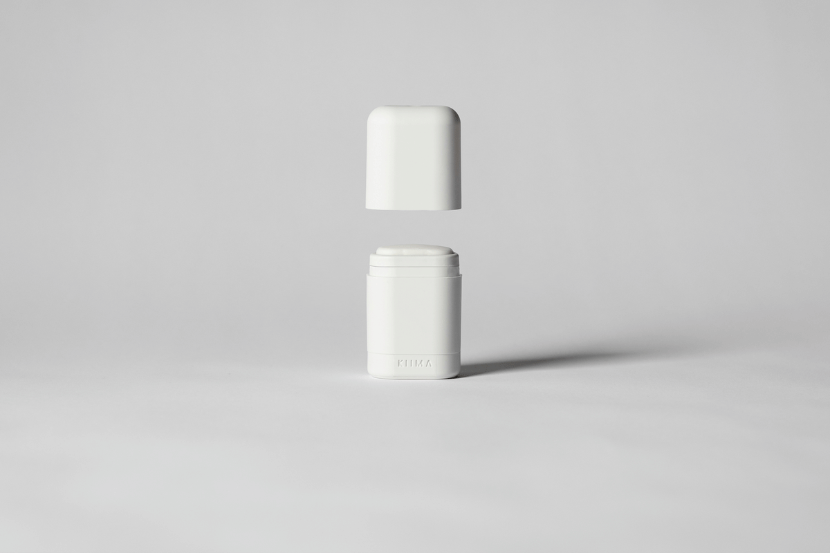 KIIMA refillable deodorant applicator, for natural skincare, in white color, eco-friendly packaging, made in Canada